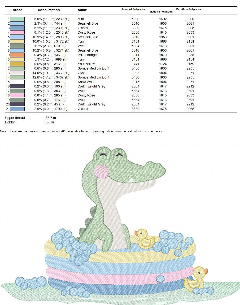 Crocodile embroidery design - Swimming Alligator machine embroidery pattern - Baby Boy Bathing Animal file - Instant digital download pes