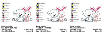 Animals embroidery designs - Bear embroidery design machine embroidery pattern - rabbit embroidery file - Bunny embroidery applique design