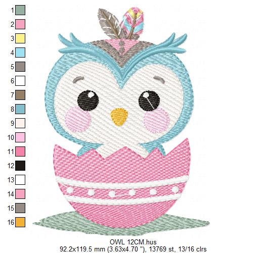 Baby Bird embroidery design - Owl with egg machine embroidery pattern - Baby girl and boy embroidery file - Instant download pes jef dst hus