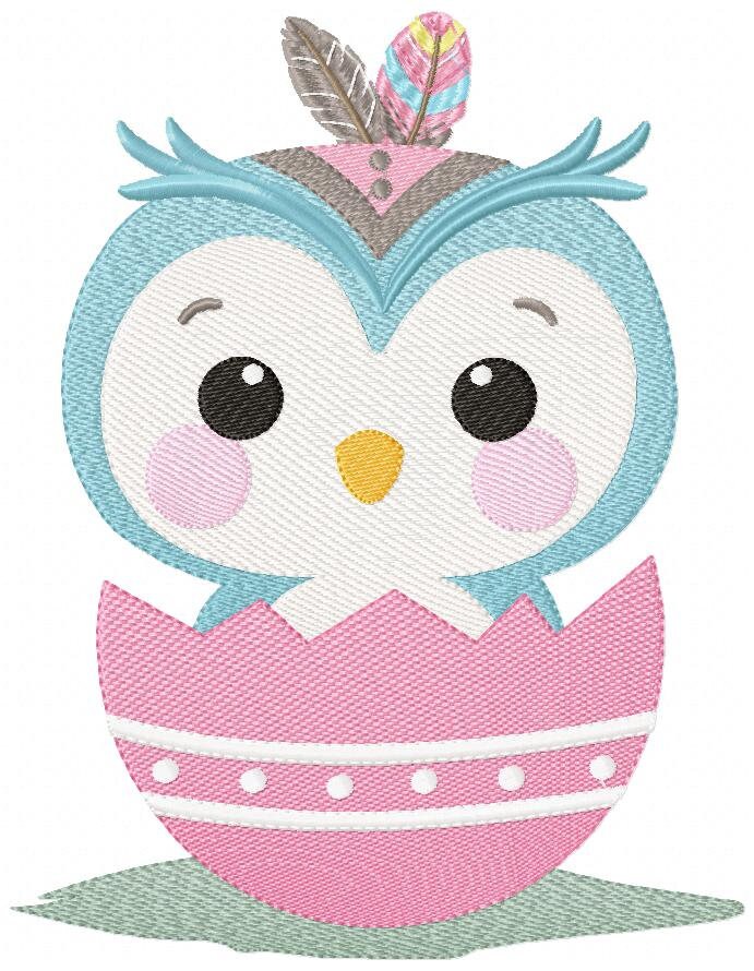 Baby Bird embroidery design - Owl with egg machine embroidery pattern - Baby girl and boy embroidery file - Instant download pes jef dst hus