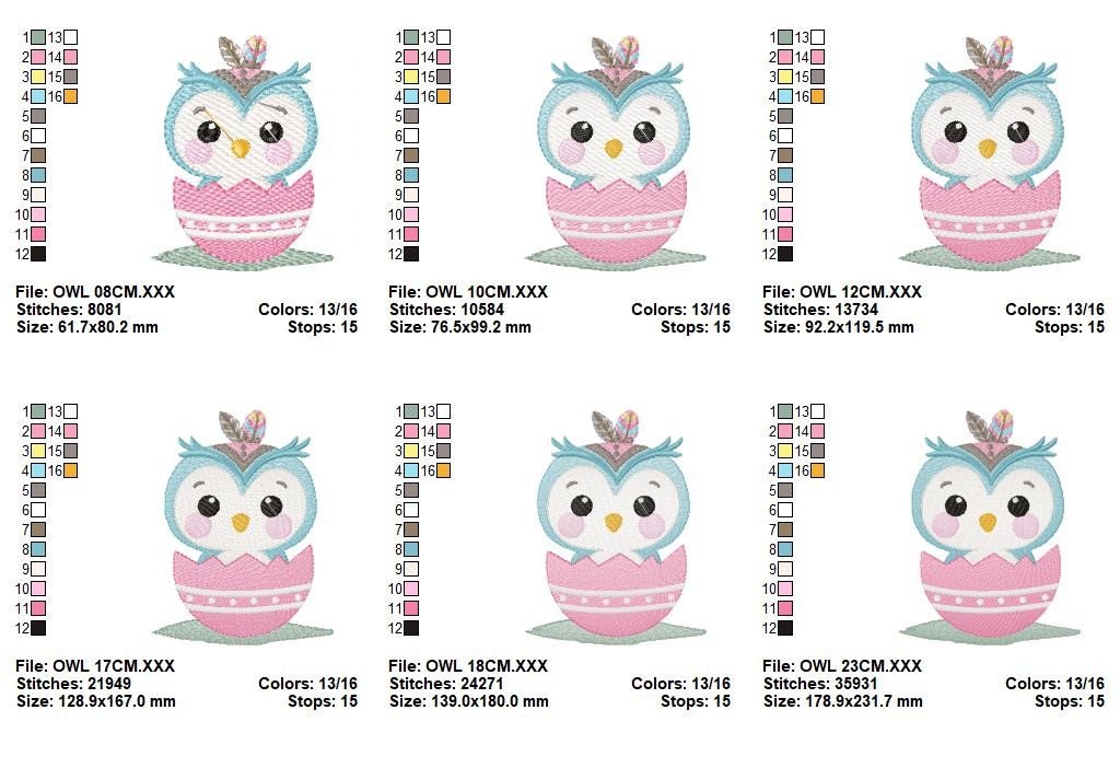 Baby Bird embroidery design - Owl with egg machine embroidery pattern - Baby girl and boy embroidery file - Instant download pes jef dst hus