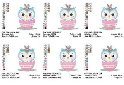 Baby Bird embroidery design - Owl with egg machine embroidery pattern - Baby girl and boy embroidery file - Instant download pes jef dst hus