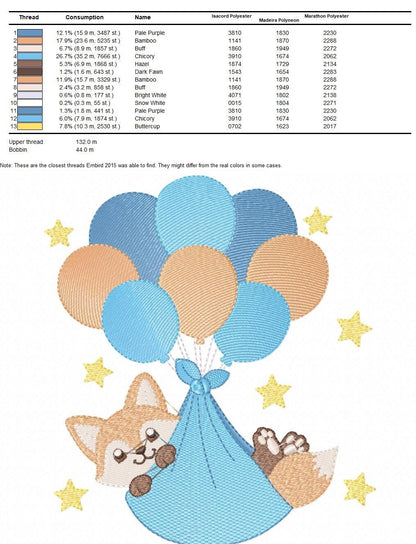 Fox embroidery designs - Baby boy embroidery design machine embroidery pattern - Animal embroidery file - Baby shower gift Its a boy digital