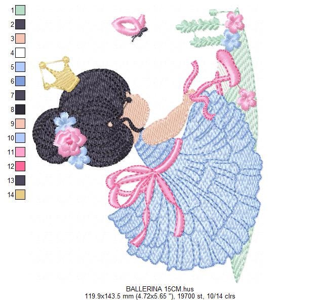 Ballerina embroidery designs - Ballet embroidery design machine embroidery pattern - instant download - Baby girl embroidery digital file