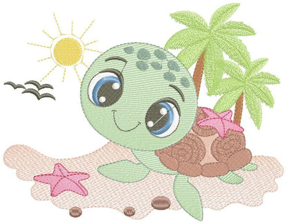 Turtle embroidery design - Ocean animal embroidery designs machine embroidery pattern - Baby boy embroidery - Beach embroidery download