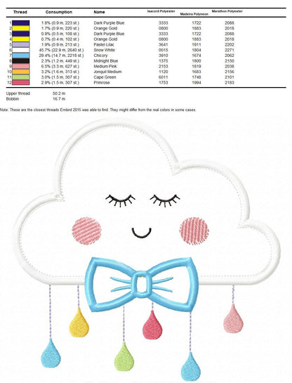 Baby Cloud embroidery design - Baby Boy with bow tie machine embroidery pattern - Cloud applique design - Instant digital download pes jef