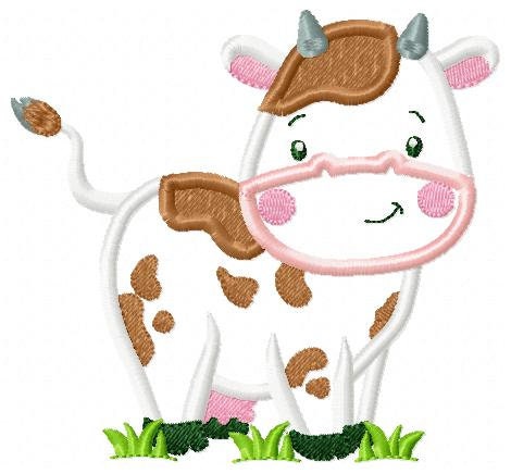 Cow embroidery design - Farm Animal ranch machine embroidery pattern - Cow applique design - Instant digital download pes jef dst hus vp3