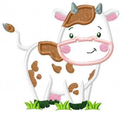 Cow embroidery design - Farm Animal ranch machine embroidery pattern - Cow applique design - Instant digital download pes jef dst hus vp3