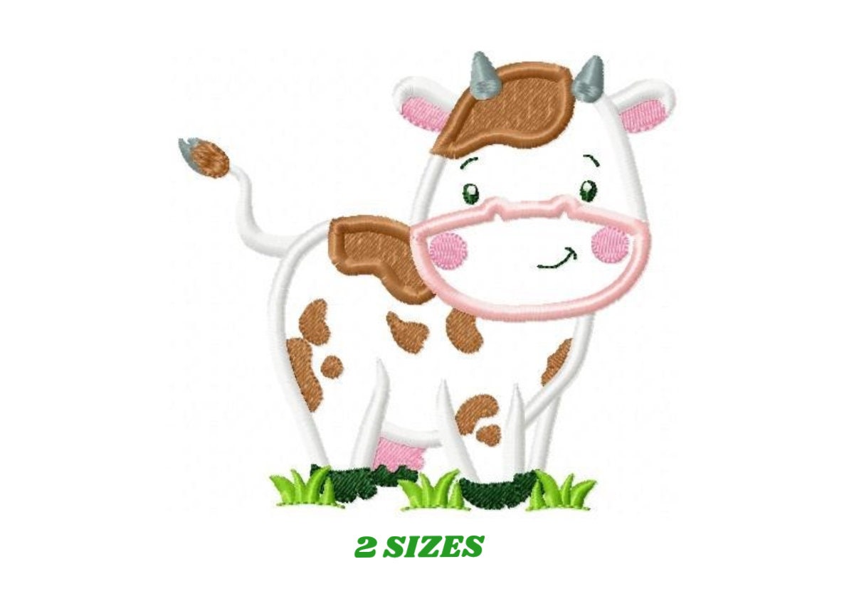 Cow embroidery design - Farm Animal ranch machine embroidery pattern - Cow applique design - Instant digital download pes jef dst hus vp3