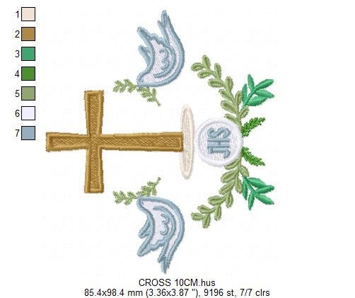 Cross embroidery designs - Dove embroidery design machine embroidery pattern - Catholic embroidery file - Grape Bread Wheat Eucharist church