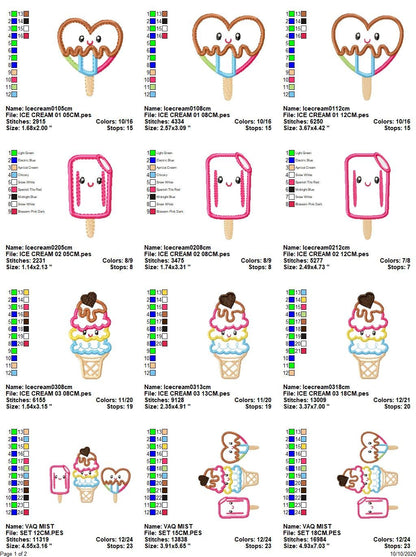 Ice cream embroidery designs - Candy applique machine embroidery pattern - Dessert file - Icecream cone applique - Instant digital download