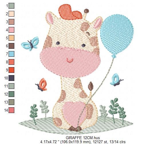 Giraffe embroidery design - Animal embroidery designs machine embroidery pattern - Baby boy embroidery file - Instant download digital file