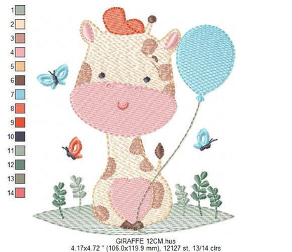 Giraffe embroidery design - Animal embroidery designs machine embroidery pattern - Baby boy embroidery file - Instant download digital file
