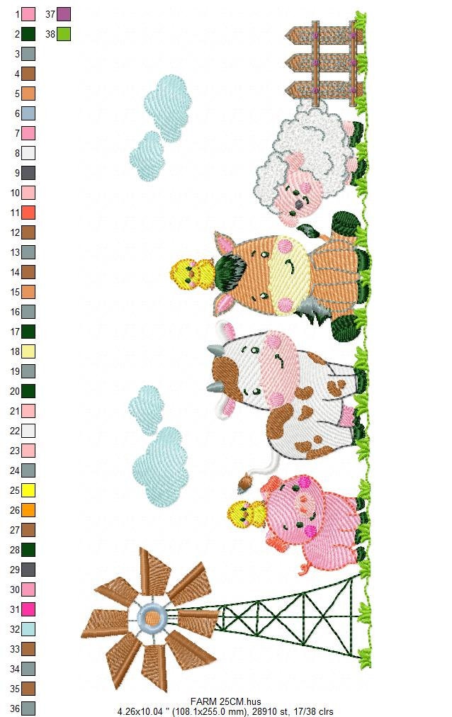 Farm animals embroidery design - Cow embroidery designs machine embroidery pattern - Farm embroidery file - Boy embroidery horse rippled