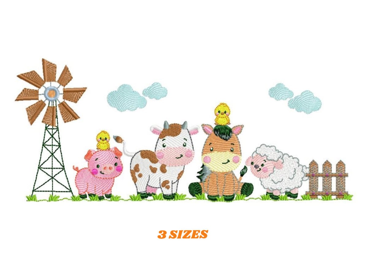 Farm animals embroidery design - Cow embroidery designs machine embroidery pattern - Farm embroidery file - Boy embroidery horse rippled