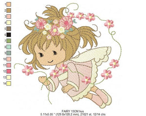 Fairy embroidery designs - Baby girl embroidery design machine embroidery pattern - Pixie embroidery file - Fairy design Instant Download