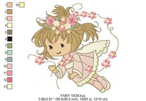 Fairy embroidery designs - Baby girl embroidery design machine embroidery pattern - Pixie embroidery file - Fairy design Instant Download