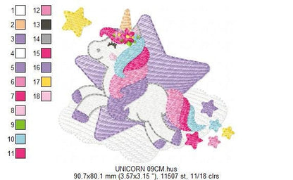 Unicorn embroidery designs - Baby girl embroidery design machine embroidery pattern - Unicorns design instant download embroidery newborn