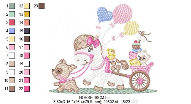 Horse embroidery design - Baby Girl embroidery designs machine embroidery pattern - Dog embroidery file Cat embroidery - instant download