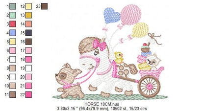 Horse embroidery design - Baby Girl embroidery designs machine embroidery pattern - Dog embroidery file Cat embroidery - instant download