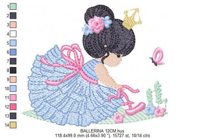 Ballerina embroidery designs - Ballet embroidery design machine embroidery pattern - instant download - Baby girl embroidery digital file