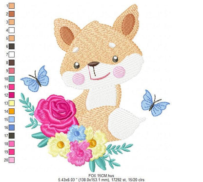 Red Fox embroidery designs - Woodland animals embroidery design machine embroidery pattern - Baby girl embroidery file - instant download