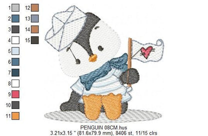 Penguin embroidery design - Animal embroidery designs machine embroidery pattern - Baby boy embroidery file  instant download Penguin sailor Marcia Embroidery