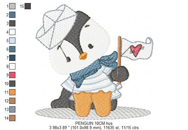 Penguin embroidery design - Animal embroidery designs machine embroidery pattern - Baby boy embroidery file  instant download Penguin sailor Marcia Embroidery