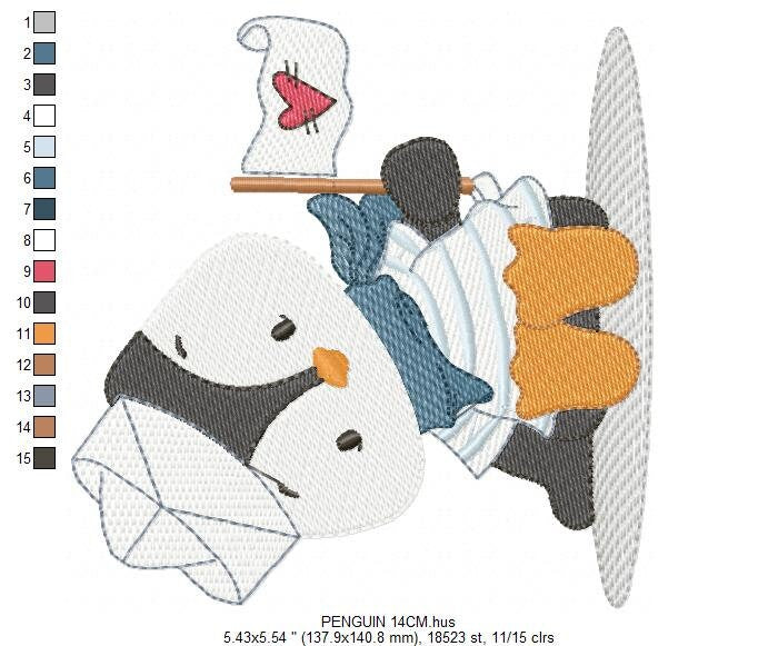 Penguin embroidery design - Animal embroidery designs machine embroidery pattern - Baby boy embroidery file  instant download Penguin sailor Marcia Embroidery