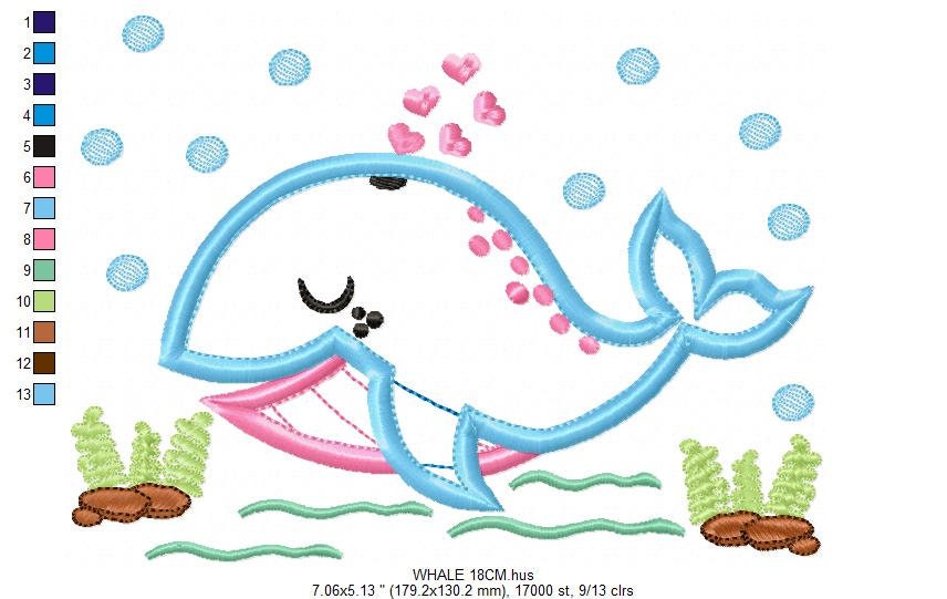 Whale embroidery designs - Fish embroidery design machine embroidery pattern - Sea embroidery whale design - whale applique kid embroidery