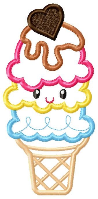 Ice cream embroidery designs - Candy applique machine embroidery pattern - Dessert file - Icecream cone applique - Instant digital download