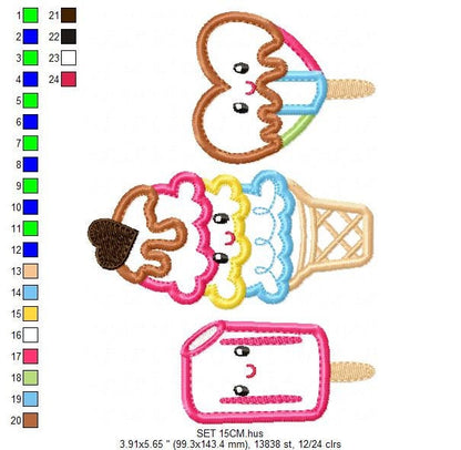 Ice cream embroidery designs - Candy applique machine embroidery pattern - Dessert file - Icecream cone applique - Instant digital download