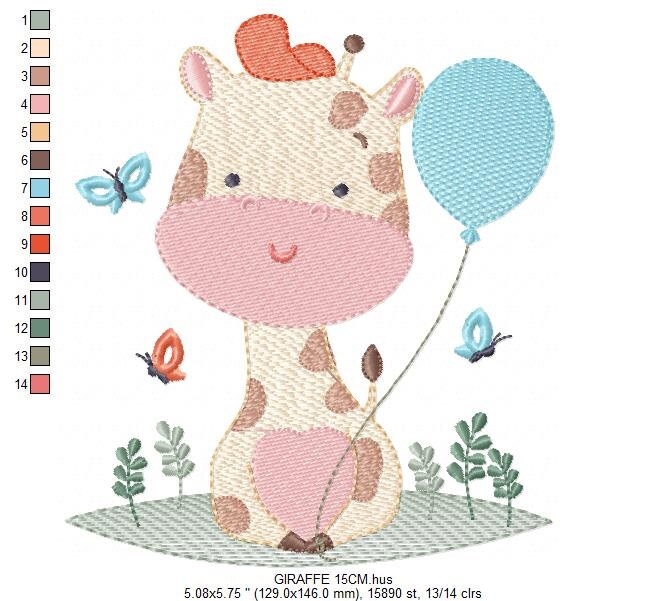 Giraffe embroidery design - Animal embroidery designs machine embroidery pattern - Baby boy embroidery file - Instant download digital file