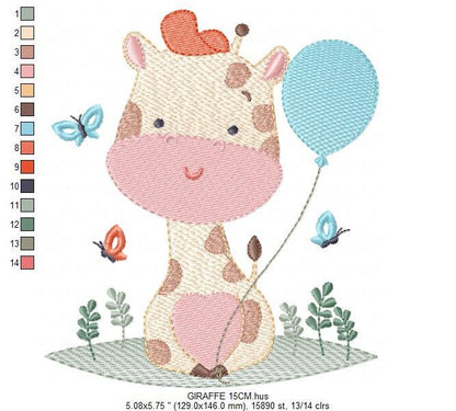 Giraffe embroidery design - Animal embroidery designs machine embroidery pattern - Baby boy embroidery file - Instant download digital file