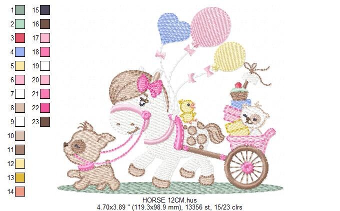 Horse embroidery design - Baby Girl embroidery designs machine embroidery pattern - Dog embroidery file Cat embroidery - instant download