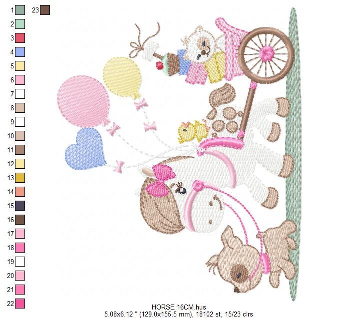Horse embroidery design - Baby Girl embroidery designs machine embroidery pattern - Dog embroidery file Cat embroidery - instant download