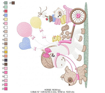 Horse embroidery design - Baby Girl embroidery designs machine embroidery pattern - Dog embroidery file Cat embroidery - instant download