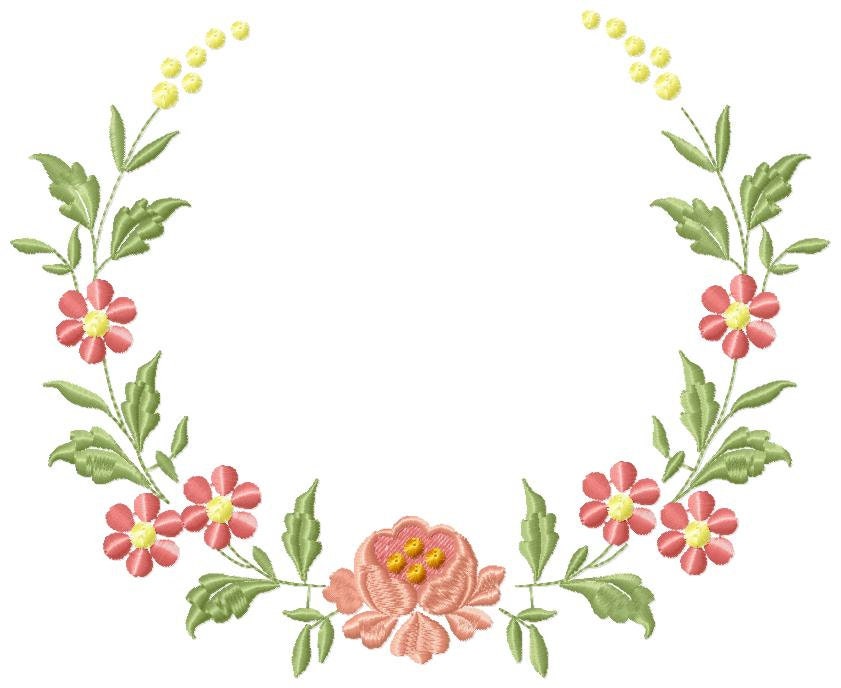 Monogram Frame embroidery designs - Flower embroidery design machine embroidery pattern - rose wreath embroidery file - baby girl embroidery