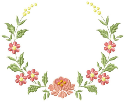 Monogram Frame embroidery designs - Flower embroidery design machine embroidery pattern - rose wreath embroidery file - baby girl embroidery