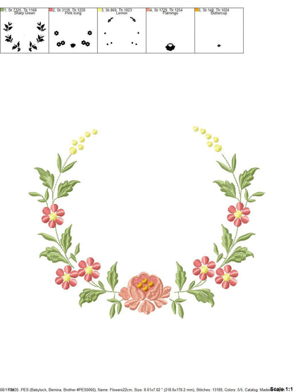 Monogram Frame embroidery designs - Flower embroidery design machine embroidery pattern - rose wreath embroidery file - baby girl embroidery