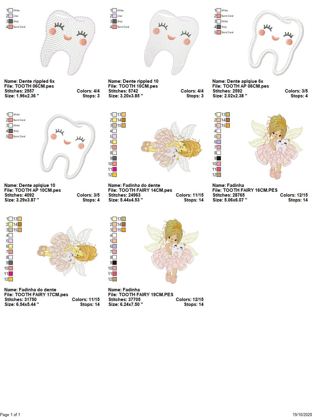 Tooth Fairy embroidery designs - Tooth embroidery design machine embroidery pattern - Baby girl embroidery file - Pixie instant download