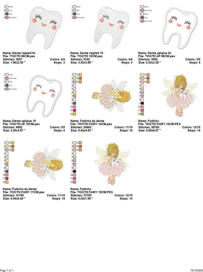 Tooth Fairy embroidery designs - Tooth embroidery design machine embroidery pattern - Baby girl embroidery file - Pixie instant download