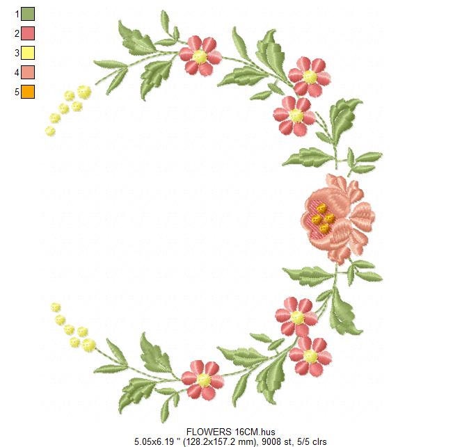 Monogram Frame embroidery designs - Flower embroidery design machine embroidery pattern - rose wreath embroidery file - baby girl embroidery