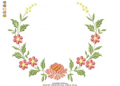Monogram Frame embroidery designs - Flower embroidery design machine embroidery pattern - rose wreath embroidery file - baby girl embroidery