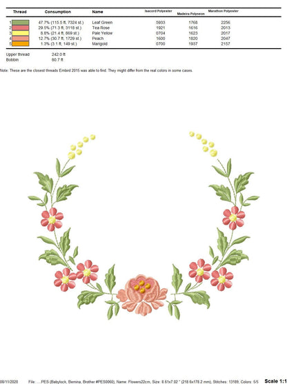 Monogram Frame embroidery designs - Flower embroidery design machine embroidery pattern - rose wreath embroidery file - baby girl embroidery