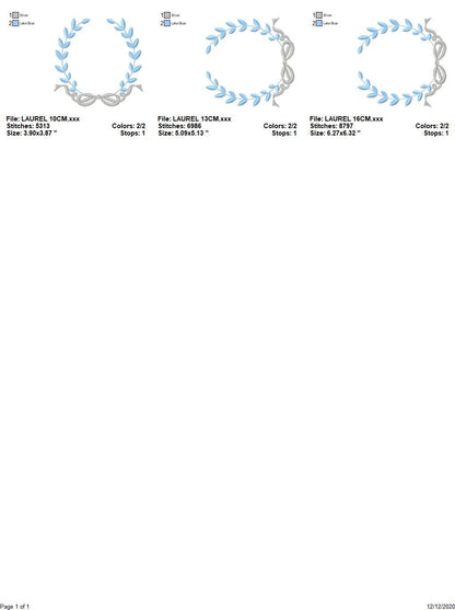 Laurel embroidery designs - Monogram frame embroidery design machine embroidery pattern - Baby boy embroidery file - Laurel wreath with Lace