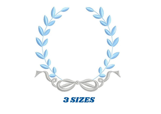 Laurel embroidery designs - Monogram frame embroidery design machine embroidery pattern - Baby boy embroidery file - Laurel wreath with Lace