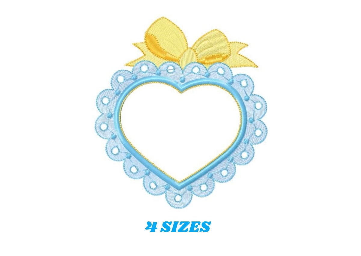 Heart with Lace embroidery designs - Heart frame embroidery design machine embroidery pattern - Baby girl embroidery file Heart embroidery