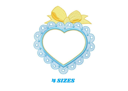 Heart with Lace embroidery designs - Heart frame embroidery design machine embroidery pattern - Baby girl embroidery file Heart embroidery