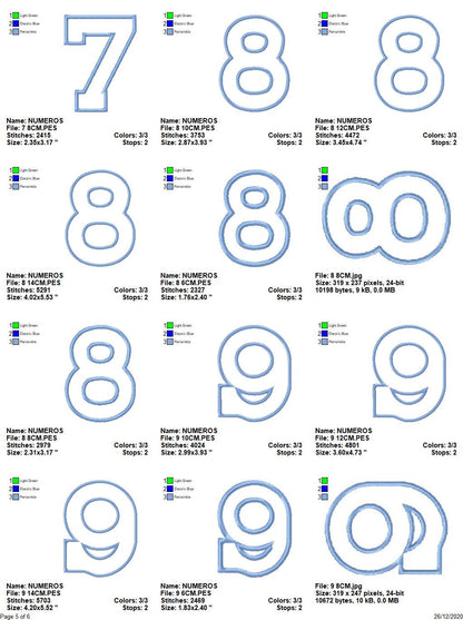 Numbers embroidery designs set - Number Applique Design - Birthday Embroidery machine embroidery file - Numbers applique design download